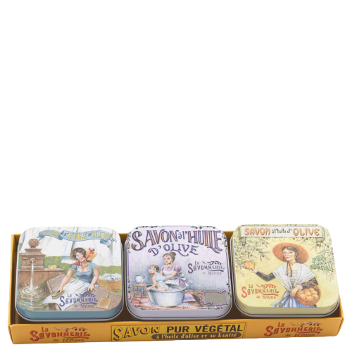 Lot de 3 boites métal savon 100g Rose Ménagère