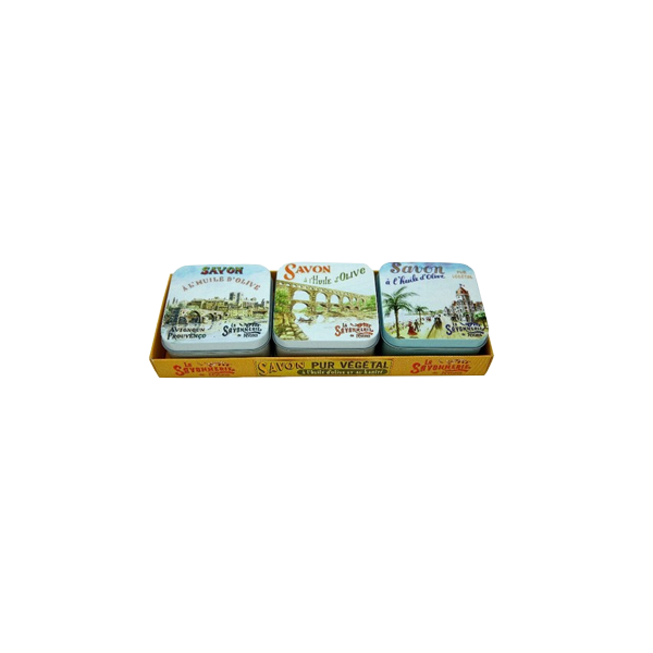 Lot de 3 boites métal savon 100g